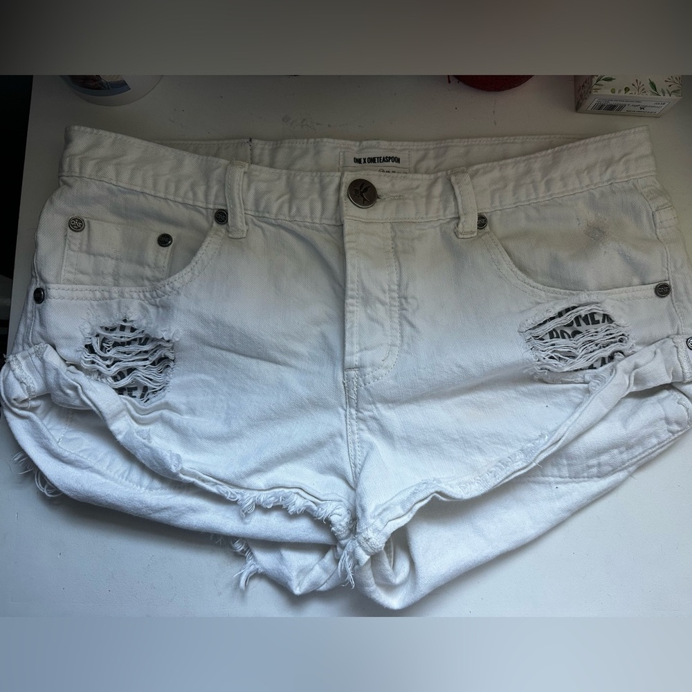 one teaspoon white jean shorts